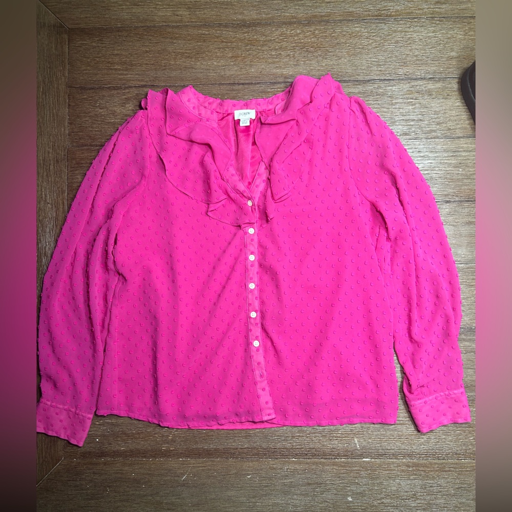 J Crew swiss dot overlay button up size small - Picture 4 of 11